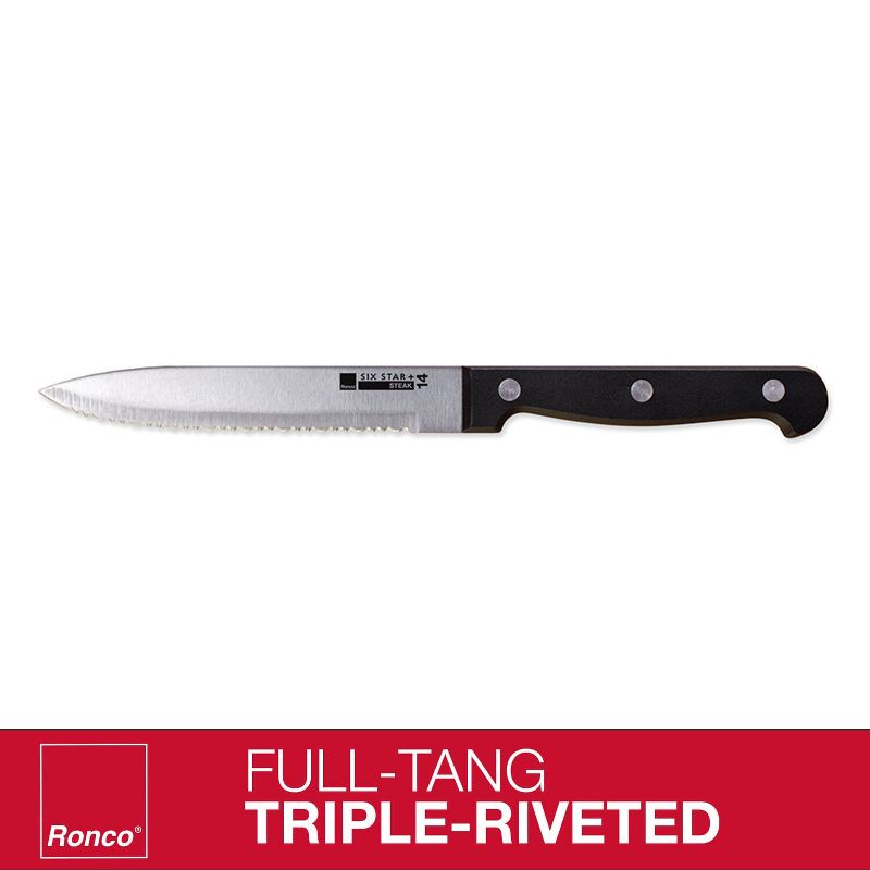 Ronco 4 Piece Steak Knife Set, Stainless-Steel Serrated Blades, Full-Tang Triple-Riveted Knives, 3 of 4