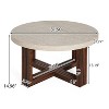 Christopher Knight Home Zarya Modern Round Coffee Table with Marble Pattern Top and Cross Base - 3 of 4