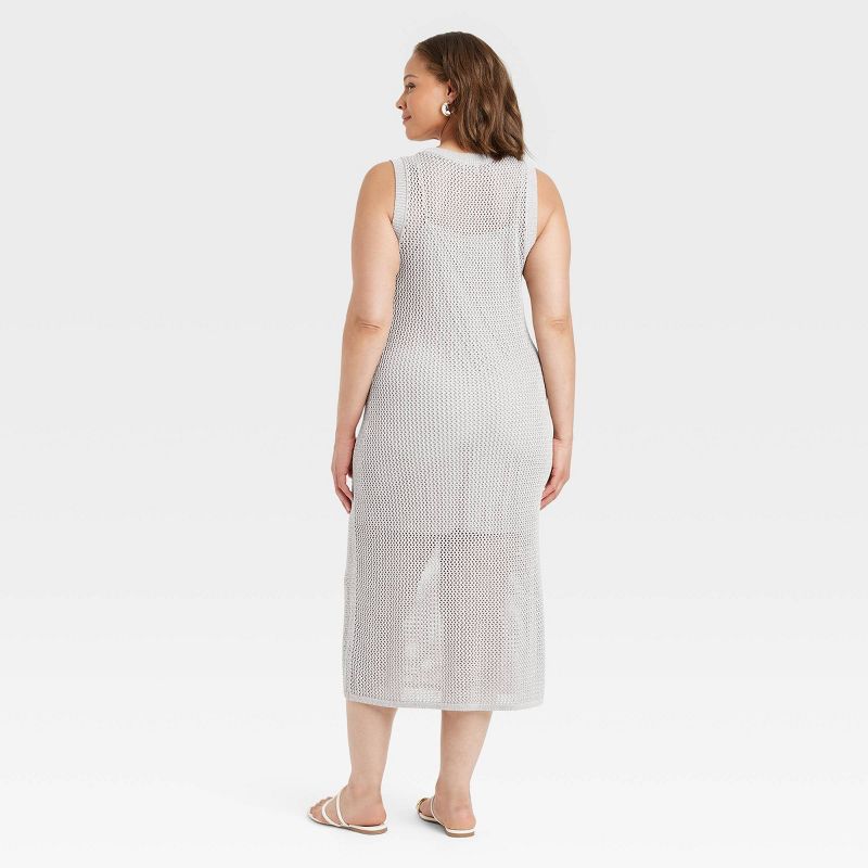 Women's Openwork Midi Sweater Dress - A New Day™, 3 of 5
