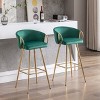 Okak 30 Inch Bar Stools Counter Height Set of 2, Upholstery Barstools with Chrome Footrest&Velvet Backrest, Bar Chairs for Kitchen - 2 of 4