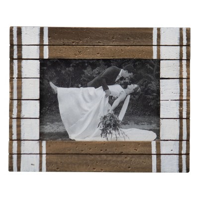 White Stripe Pattern 4x6 Inch Wood Decorative Picture Frame - Foreside Home & Garden