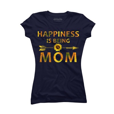 Junior's Design By Humans Happiness is Being a Mom Sunflower Arrow By shirtpublic T-Shirt