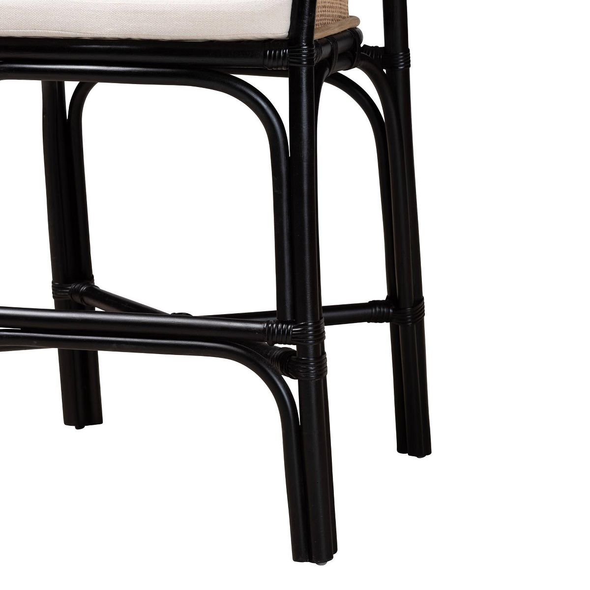 bali & pari Miranda Two-Tone Rattan Counter Height Barstool White/Natural Brown/Black: Polyester Upholstery, No Assembly Required - thumbnail 7