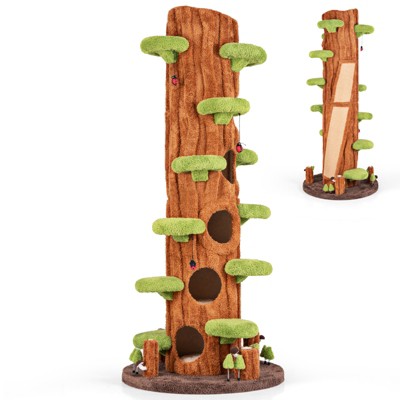 Tangkula 90.5" Tall Multifunctional Cat Tree w/ Private Condos Sisal Covered Scratching Panel