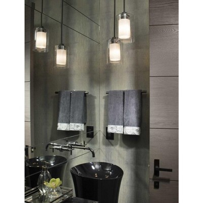 Graphite Double Glass Mini Pendant Light with Seeded and Etched Glass