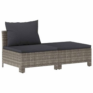 vidaXL Garden Lounge Set Gray Poly rattan Medium Lightweight - 1 of 4