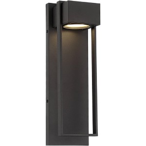 Possini Euro Design Modern Wall Light Sconce Textured Black Hardwired 16" Fixture LED for Bedroom Bathroom Living Room Hallway - 1 of 4