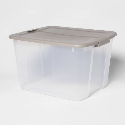66qt Latching Tote Clear Light Gray Lid - Room Essentials™