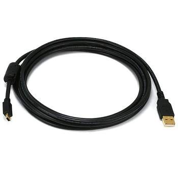 Monoprice USB 2.0 Cable - 6 Feet - Black | USB Type-A Male to USB Mini Type-B 5-Pin, 28/24AWG, Gold Plated For Digital Camera, Cell Phones, PDAs, MP3