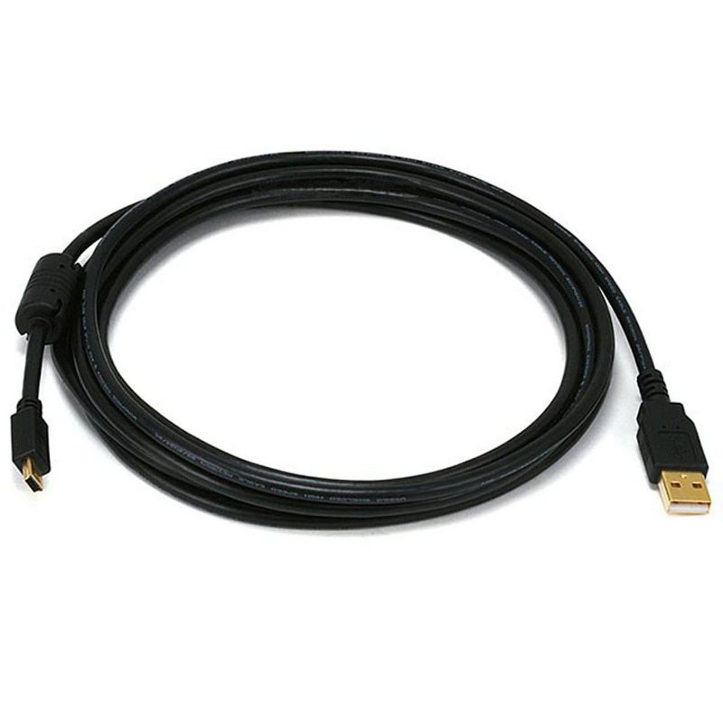 Monoprice USB 2.0 Cable - 6 Feet - Black | USB Type-A Male to USB Mini Type-B 5-Pin, 28/24AWG, Gold Plated For Digital Camera, Cell Phones, PDAs, MP3, 1 of 5