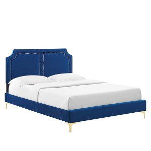 Modway Novi Performance Velvet Twin Bed - 1 of 4