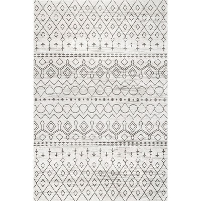 Nuloom Audrey Pet Friendly Machine Washable Geometric Moroccan Area Rug, 3' 3" x 5', Ivory