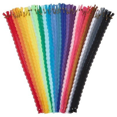 Bright Creations 50 Pieces #3 Closed End Lace Nylon Zippers for Sewing, Dot Design, 25 Rainbow Colors, 20 in