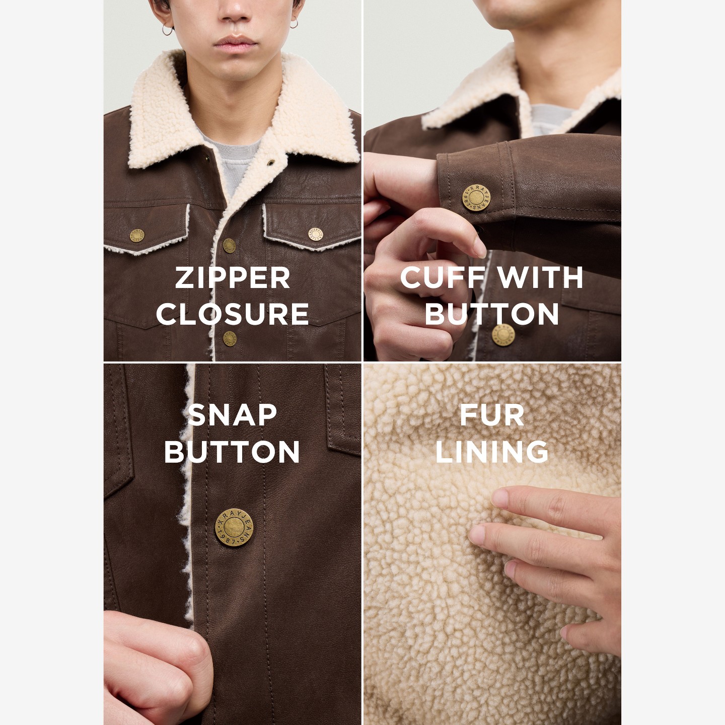 Мужская куртка X RAY Jacket With Faux Shearling Lining in Dark Brown, цвет: Тёмный коричневый — фото 5