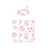 Hudson Baby Infant Girl Gown, Swaddle Blanket and Cap or Headband, Mom Floral, 0-6 Months - 3 of 4