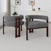 MAYEERTY Modern Soft Chenille Accent Chair - Open Back 3-Leg Barrel - Comfy Dining Set of 2 (Beige) - 3 of 4