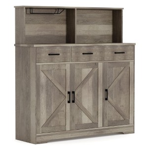 Sideboard Buffet with Microwave Stand, Buffet Storage Cabinet with Drawers, Wood Coffee Bar Cabinet - 1 of 4