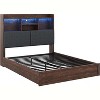 AMERLIFE LED Bed with 4 Storage Drawers, Bookcase Headboard and Charging Station - 2 of 4