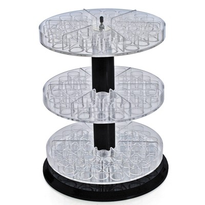Polished Black and Clear Acrylic Three Tier Revolving Display Rack