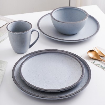 Tina 32-Piece Blue and Grey Ceramic Dinnerware Set, Service for 8