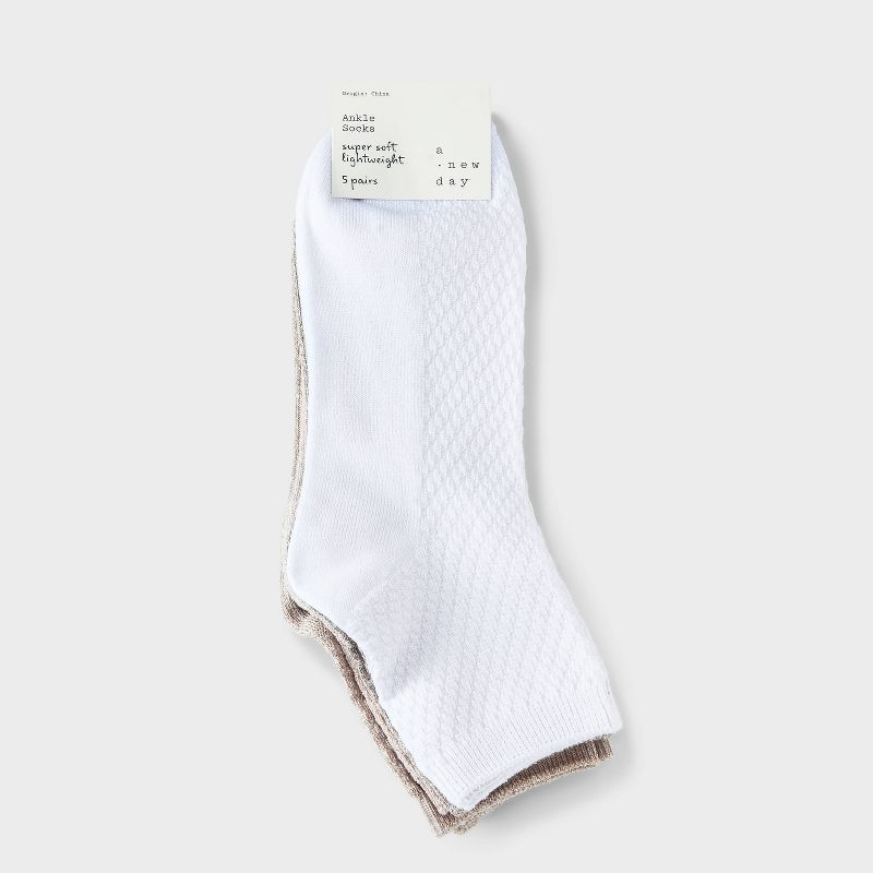 Women's 5pk Super Soft Textured Ankle Socks - A New Day™ 4-10, 3 of 5