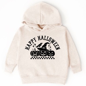The Juniper Shop Happy Halloween Arch Distressed Toddler Hoodie - 1 of 4