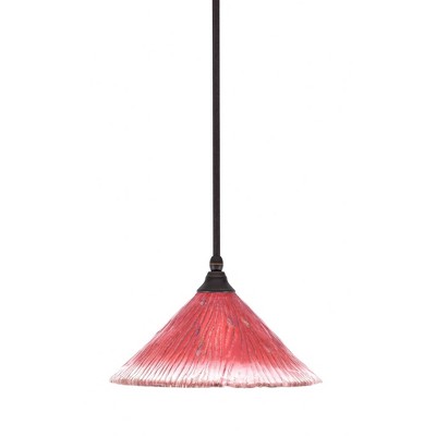 Toltec Lighting Any 1 - Light Pendant in  Dark Granite with 12" Raspberry Crystal Shade