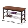 Wood Shoe Bench with Cushion, 3 Tiers Shoe Storage Bench, Entryway Shoe Rack Organizer, Storage Bench for Hallway Bedroom Living Room Mudroom - 2 of 4