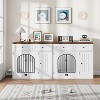 37.5" Dog Crate Furniture w/ Storage Drawers & Rotating Bowls - Kennel for Small to Large Breeds - 3 of 4
