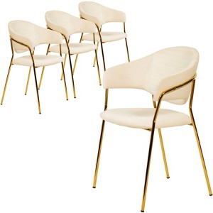 LeisureMod Upholstered Dining Chair in Leather/Velvet with Stainless Steel Legs Bella Series Set of 4 - 1 of 4