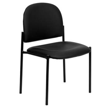 Flash Furniture Comfort Black Vinyl Stackable Steel Side Reception Chair