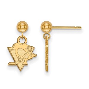 Black Bow Jewelry 14k Yellow Gold Pittsburgh Penguins NHL Dangle Earrings - 1 of 3