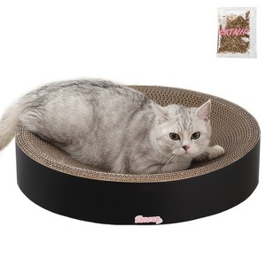 THE LICKER STORE Nelson Modern Cardboard Round Bowl Cat Scratcher with Catnip - 1 of 4