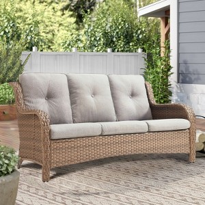Gymojoy Outdoor 3-Seat Sofa PE Wicker Sofa Rattan Patio Sofa Couch For Garden - 1 of 4