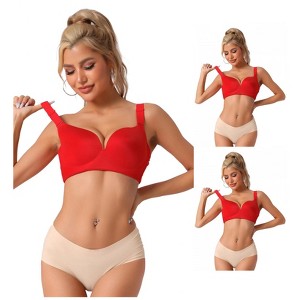 INSPIRE CHIC Women's Adjustable Straps Full Coverage Push Up Bras 3 Packs - 1 of 4