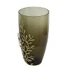 HomeRoots 15" Dark Olive Green And Gold Branch Patterned Glass And Aluminum Table Vase - 4 of 4