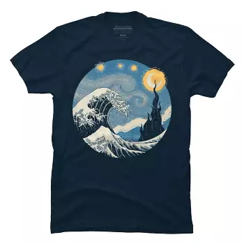 Men's Design By Humans The Great Starry Wave By Vincenttrinidad T-shirt ...