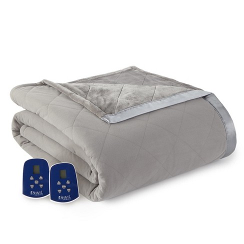 Micro Flannel Shavel High Quality Heating Technology Ultra Velvet Solid  Patterned Reversible Electric Blanket Queen - Smoke : Target
