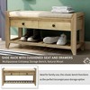PAGED Storage Ottoman Bench with Beige Cushion, Wooden Ottoman with Storage -Drawers & Shoe Rack, Multipurpose Entryway Bench, Shoe Storage Bench - 2 of 4