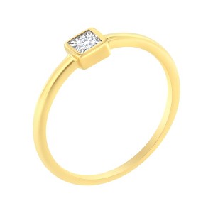 14K Yellow Gold Plated Silver 1/20 cttw Miracle Set Diamond Promise Ring - 1 of 4