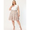 Agnes Orinda Women's Plus Size Elastic High Waist Ruffle Hem Pleated Midi Floral Print A Line Skirts - 3 of 4