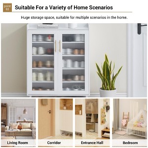 Glass Double Door Shoe Cabinet, Modern Shoe Storage Cabinet, Compact Shoe Organizer, MDF Metal Frame, Home Shoe Rack - 1 of 4