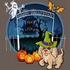 Women's Design By Humans Puppy Dog Witch Hat Halloween Ghost By Fractals Racerback Tank Top - 2 of 3