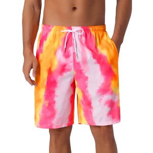 INSPIRE CHIC Men's Summer Colorful Tie-dyed Pattern Drawstring Elastic Waist Board Shorts - 1 of 4