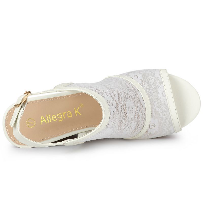 Allegra K Women's Open Toe Platform Heel Lace Wedges Sandals, 4 of 8