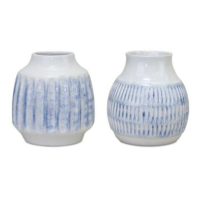 Melrose Ribbed Ceramic Vase (Set of 2)