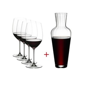 Riedel Veritas Cabernet/Merlot Wine Glass + Mosel Decanter (4 Wine Glasses + 1 Decanter) - 1 of 4