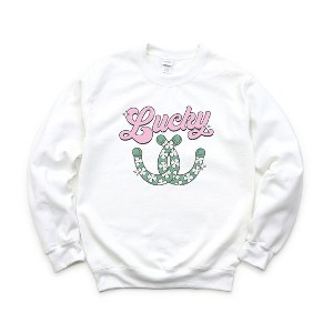 Simply Sage Market Women's Graphic Sweatshirt Lucky Horseshoes - 1 of 3