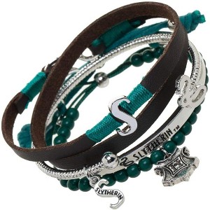 Harry Potter Slytherin Charm Friendship Bracelet Gift Set - 4 Pack - 1 of 2