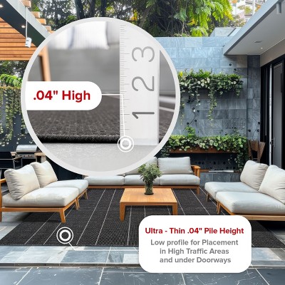 Alaina Black 4' x 6' Striped Synthetic Indoor/Outdoor Rug